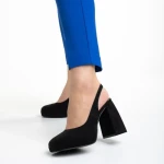 Pantofi dama negri din material textil cu toc Dalaina