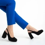 Pantofi dama negri din material textil cu toc Dalaina