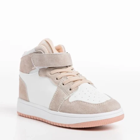 Pantofi sport copii albi cu roz din piele ecologica Haddie