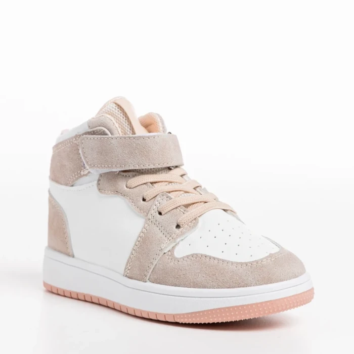 Pantofi sport copii albi cu roz din piele ecologica Haddie