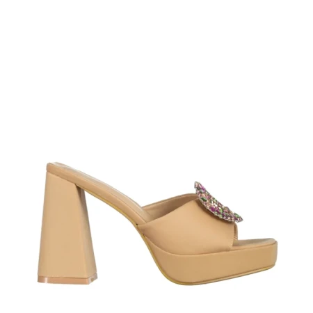 Papuci dama bej din material textil Burma