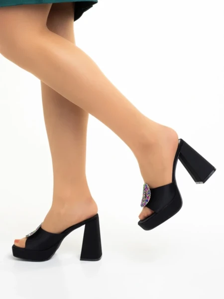 Papuci dama negri din material textil Burma