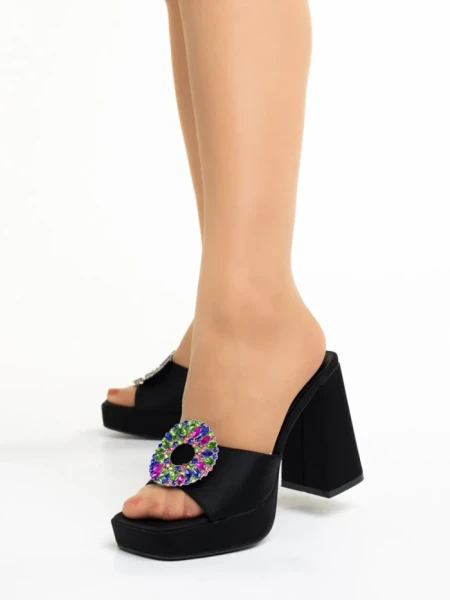 Papuci dama negri din material textil Burma