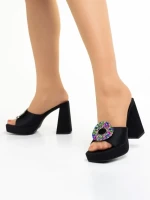 Papuci dama negri din material textil Burma