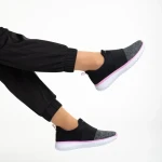 Pantofi sport dama negri cu gri din material textil Sisto