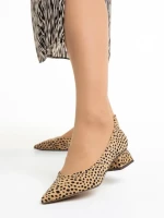 Pantofi dama maro din material textil cu toc Ziva