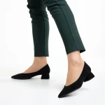 Pantofi dama negri din material textil cu toc Ziva