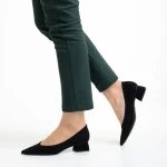 Pantofi dama negri din material textil cu toc Ziva
