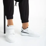 Pantofi sport dama albi cu negru din piele ecologica Colter