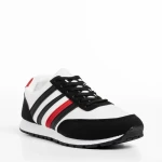 Pantofi sport barbati albi cu negru din material textil Varian
