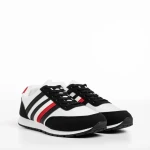 Pantofi sport barbati albi cu negru din material textil Varian