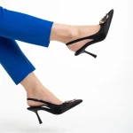 Sandale dama negre din material textil Caelin