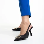 Sandale dama negre din material textil Caelin