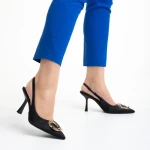 Sandale dama negre din material textil Caelin