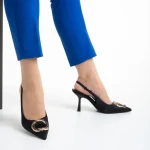 Sandale dama negre din material textil Caelin