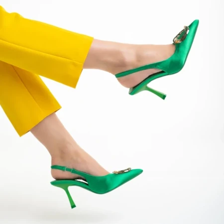 Sandale dama verzi din material textil Caelin