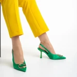 Sandale dama verzi din material textil Caelin