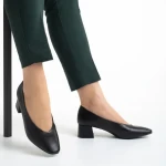 Pantofi dama negri din piele ecologica cu toc Veda