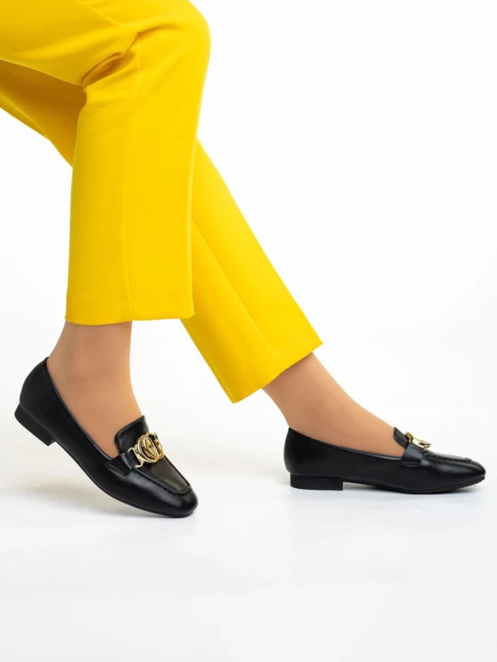 Mocasini dama negri din piele ecologica Rielyn