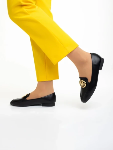 Mocasini dama negri din piele ecologica Ronnette