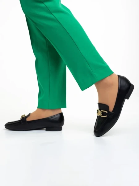 Mocasini dama negri din piele ecologica Rosalea