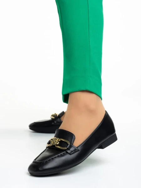 Mocasini dama negri din piele ecologica Rosalea