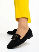 Mocasini dama negri din material textil Rosey