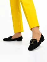 Mocasini dama negri din material textil Rosey