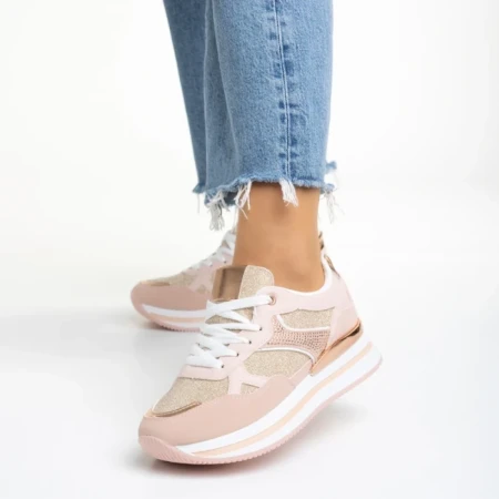 Pantofi sport dama roz din material textil Haya
