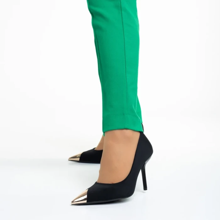 Pantofi dama negri din material textil cu toc Melany