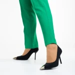 Pantofi dama negri din material textil cu toc Melany