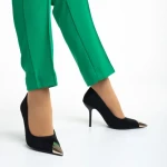 Pantofi dama negri din material textil cu toc Melany