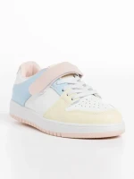Pantofi sport copii albi cu galben din piele ecologica Bristol