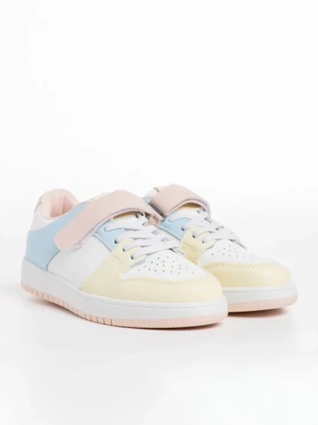 Pantofi sport copii albi cu galben din piele ecologica Bristol