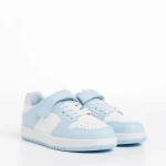 Pantofi sport copii albi cu albastru din piele ecologica Bristol