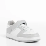 Pantofi sport copii albi cu gri din piele ecologica Bristol