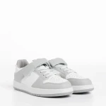 Pantofi sport copii albi cu gri din piele ecologica Bristol