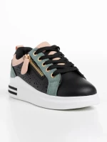 Pantofi sport copii negri din piele ecologica Teal