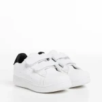 Pantofi sport copii albi cu negru din piele ecologica Artio