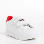 Pantofi sport copii albi cu rosu din piele ecologica Artio