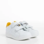 Pantofi sport copii albi cu galben din piele ecologica Artio