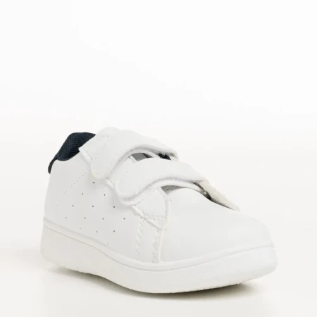 Pantofi sport copii albi cu albastru din piele ecologica Artio