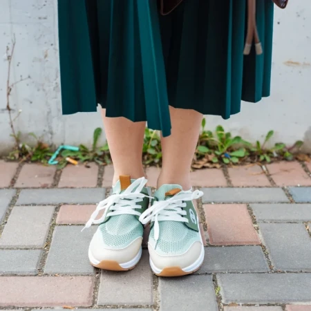 Pantofi sport dama verzi din piele ecologica si material textil Nairobi