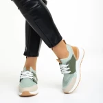 Pantofi sport dama verzi din piele ecologica si material textil Nairobi