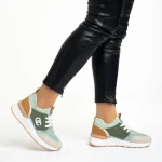 Pantofi sport dama verzi din piele ecologica si material textil Nairobi