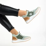 Pantofi sport dama verzi din piele ecologica si material textil Nairobi