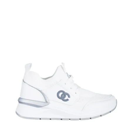 Pantofi sport dama albi din piele ecologica si material textil Nairobi