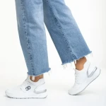 Pantofi sport dama albi din piele ecologica si material textil Nairobi