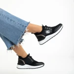 Pantofi sport dama negri din piele ecologica si material textil Nairobi
