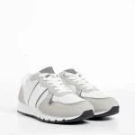 Pantofi sport barbati albi cu gri din material textil Lorenzo